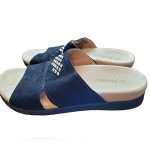 Spenco Twighlight Studded Suede Comfort Wedge Sandals 6